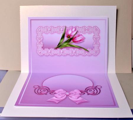Pink Tulips Bouquet on a Doily Matching A5 Insert by Kristina Norbat
