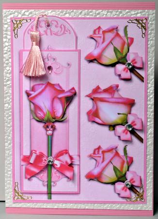 Pink Roses and Bows - Bookmark Pocket Card by Kristina Norbat