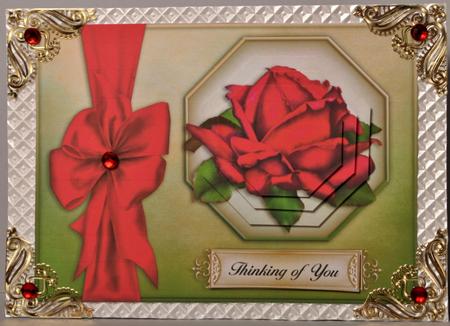 Red Summer Rose - Octagon Pyramid Card by Kristina Norbat