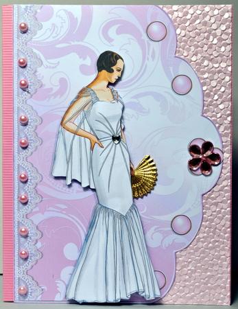 Vintage Lady Scalloped Card Front by Kristina Norbat