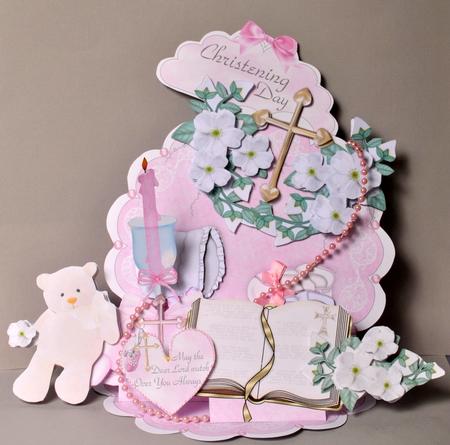 Giant Easel Tableau 3D Card Kit - Girl's Christening by Kristina Norbat