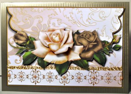 Coffee and Cream Roses Envelope Card with Decoupage by Kristina Norbat