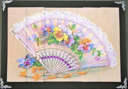 Frilly Fan with Pansies - Side Stacker by Kristina Norbat