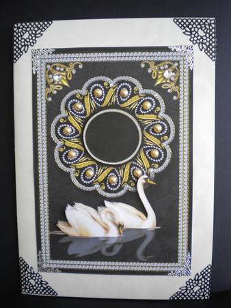 Swans with Gold & Crystals Anniversary, Decoupage by Kristina Norbat