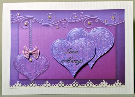 Double Lilac Embossed Hearts by Kristina Norbat