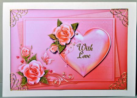 Pink Pearlized Heart and Roses by Kristina Norbat