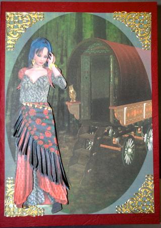 Gypsy Lady A5 Card Front Decoupage by Kristina Norbat