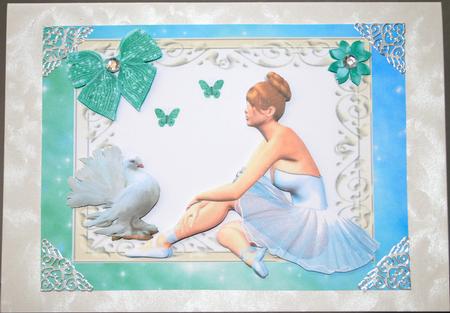 Pretty Ballerina in Ornate Frame with Dove by Kristina Norbat