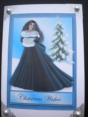 Blue Christmas Lady Quick Card by Kristina Norbat