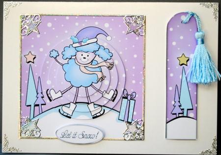 Cute Xmas Poodle Quick Card with Circle Pyramage Topper by Kristina Norbat