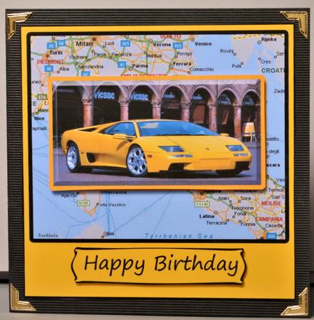 Lamborghini & Map of Italy 6 x 6 Quick Card by Kristina Norbat
