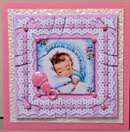 Em Anglaise Baby Girl 4 Rounded Corner Stacker Card Front by Kristina Norbat
