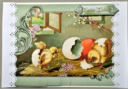 Vintage Easter Chicks with Wavey Edge Corner Stacker by Kristina Norbat