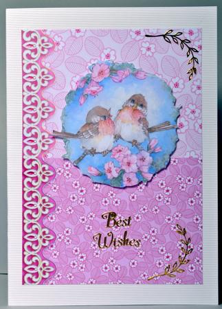 Pink Flowers and Leaves with Ornate Border Duo Paper by Kristina Norbat