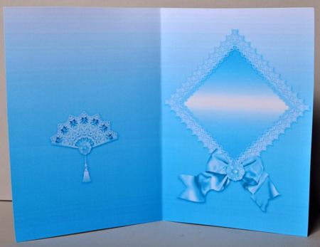 Turquoise Lace Fan and Victorian Bow A5 Insert by Kristina Norbat