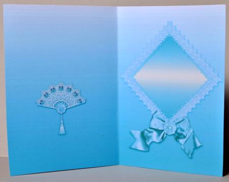 Teal Lace Fan and Victorian Bow A5 Insert by Kristina Norbat