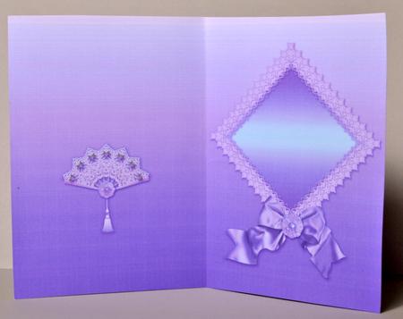 Purple Lace Fan and Victorian Bow A5 Insert by Kristina Norbat