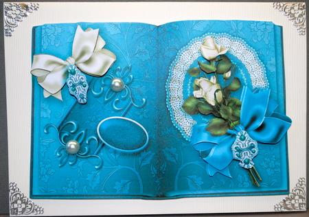 Spray of White Roses on a Book, Decoupage by Kristina Norbat