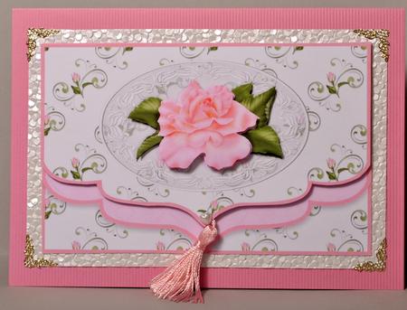 Coral Rose Double Elegant Scallop Faux Envelope Card Front by Kristina Norbat