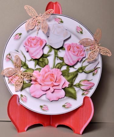 Coral Roses Plate Card Kit by Kristina Norbat