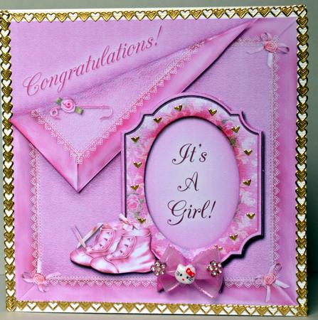 Congratulations Vintage Baby Girl - Decoupage Card by Kristina Norbat