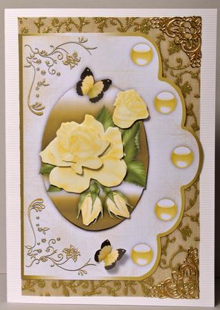 Yellow Roses Scallop Edge Card Front by Kristina Norbat