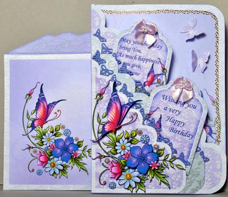 Butterfly & Flowers Scallop Pocket Card Kit by Kristina Norbat