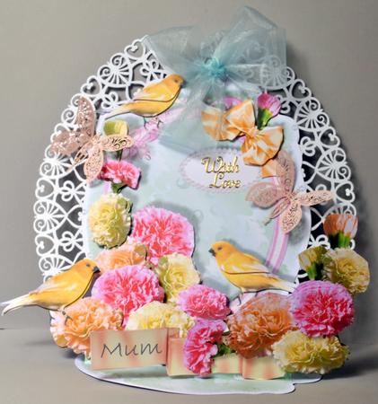 Giant Easel Tableau 3D Card Kit - Carnations & Canaries by Kristina Norbat