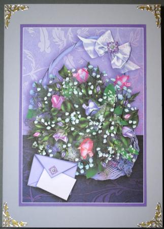 Rose Bouquet in a Lavender Basket, Polygon Pyramage by Kristina Norbat
