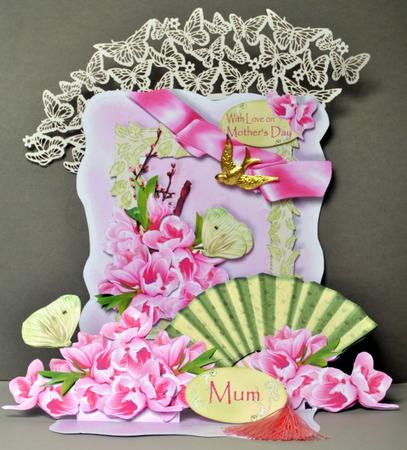 Giant Easel Tableau 3D Card Kit - Cherry Blossom & Fan by Kristina Norbat