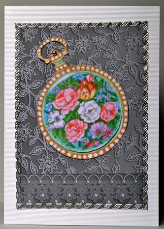 Charcoal Floral Lace with Lace and Pearls Border by Kristina Norbat