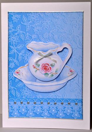 Sky Blue Floral Lace with Lace and Pearls Border by Kristina Norbat