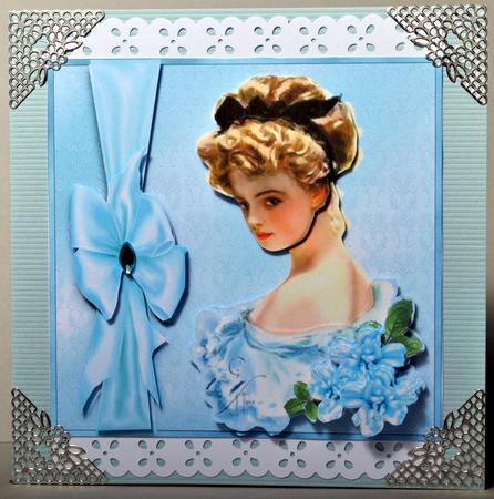 My Lady in Aqua - Card Front with Optional Eazicut by Kristina Norbat