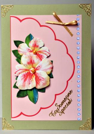 Scallop Edge Cream and Pink Flowers by Kristina Norbat