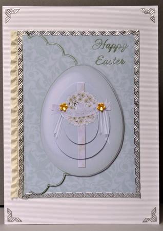 He is Risen Religious Easter Egg Scallop Edge Envelope Card by Kristina Norbat