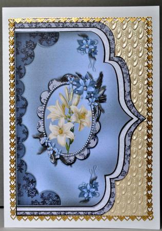 Cream Lillies Framed Elegant Double Scalloped Front by Kristina Norbat