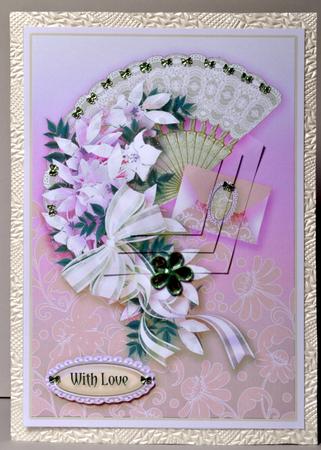 Pale Pink Floral Spray on a Fan Pentagon Pyramage by Kristina Norbat