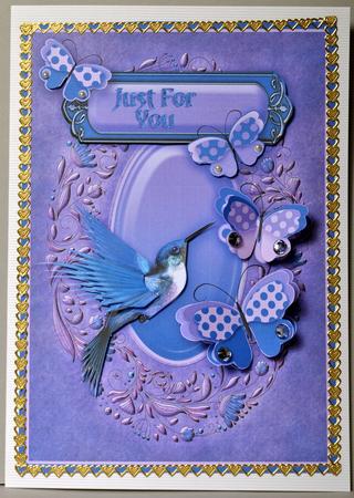 Purple Hummingbird and Butterflies Decoupage by Kristina Norbat