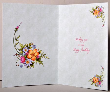 Painted Flowers on Blush Green Insert Birthday by Kristina Norbat
