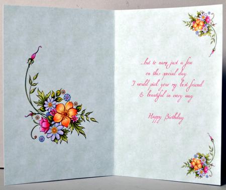 Painted Flowers on Green Insert for Birthday by Kristina Norbat