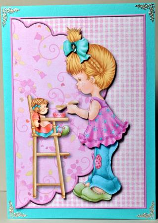 Feeding Dolly Envelope Card with Decoupage by Kristina Norbat