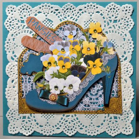 Pansies Lace Shoe Decoupage Step by Step by Kristina Norbat