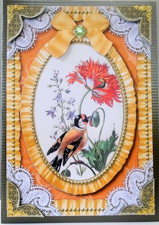 Nector Bird Lace N Ruffles Card Front Step by Step by Kristina Norbat