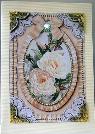 Vintage White Roses 2 Lace N Ruffles Card Front Step by Step by Kristina Norbat