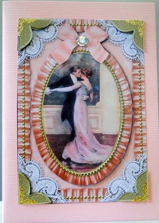 Strictly Dancing Couple Lace N Ruffles Card Front by Kristina Norbat