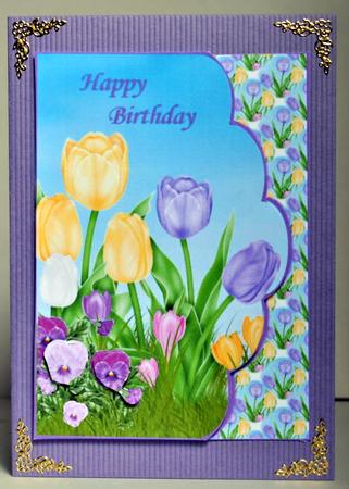 Tulips Scallop Envelope Card for Spring Birthday by Kristina Norbat