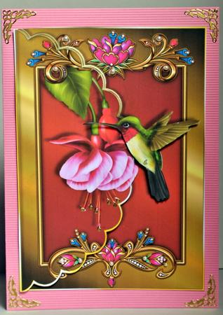 Hummimgbird and Fuschia Scalloped Edge Envelope Card by Kristina Norbat