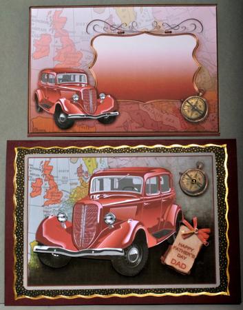 Classic Red Car A4 Decoupage, Birthday by Kristina Norbat