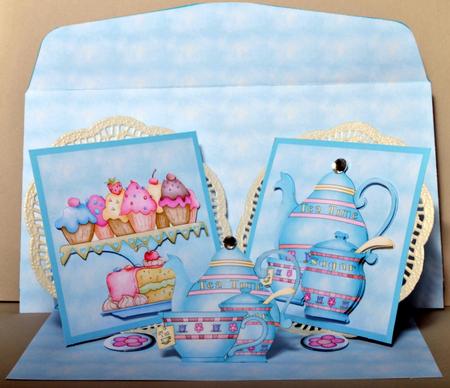 Teatime Treats Double Twisted Easel Card with Stand Up by Kristina Norbat