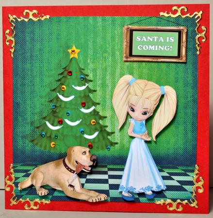 Girl and Dog Waiting for Santa by Kristina Norbat